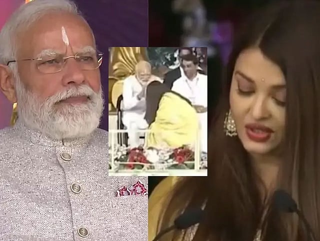 Aishwarya touches PM Modi
