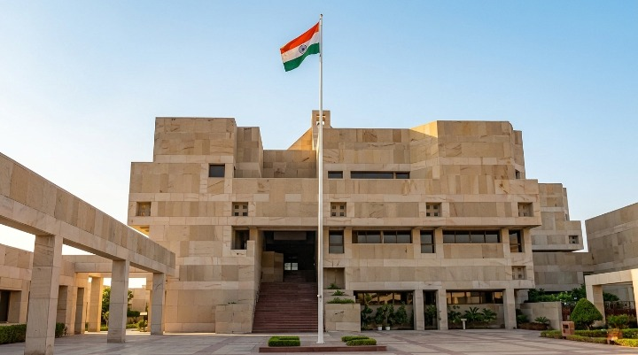 NISM building and Indian flag