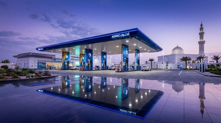 UAE petrol pump evening image