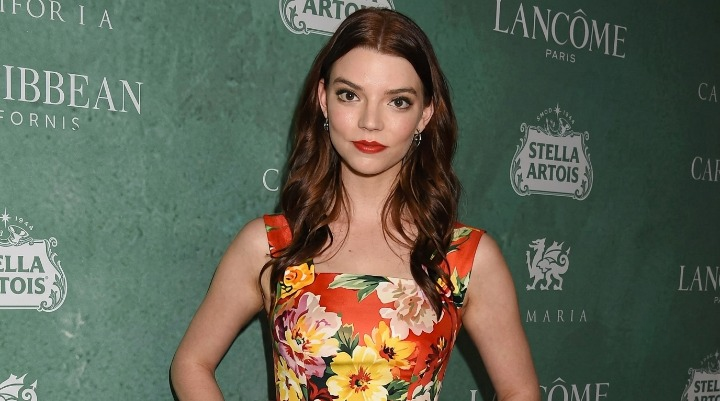 Anya Taylor-Joy in floral dress on red carpet