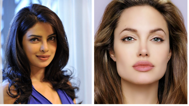 Angelina Jolie and Priyanka Chopra collage