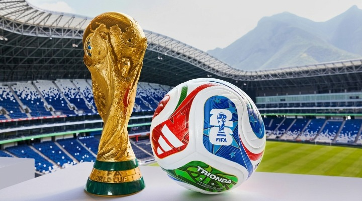 World Cup trophy and soccer ball